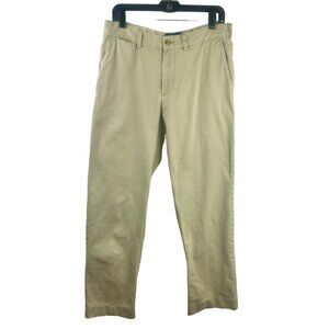 Bills Khakis Pants Men 33x32 Brown Tan Chino100% Cotton Flat Front Classic Work
